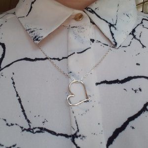 Medium Smooth Handmade Silver Open Heart Pendants